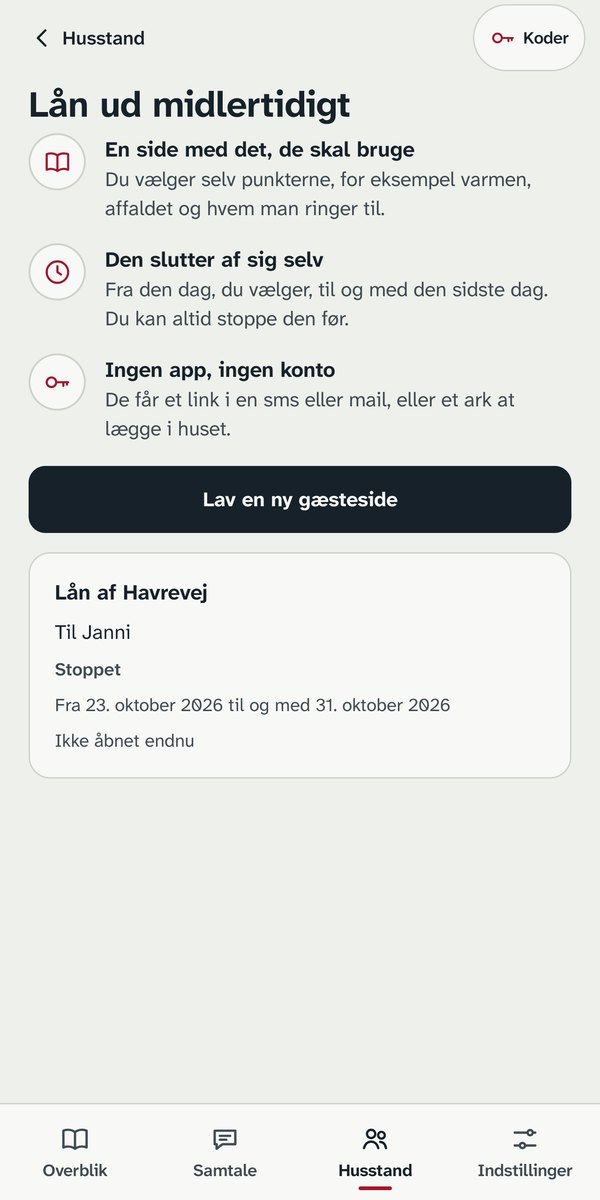 En gæsteside i Handover
